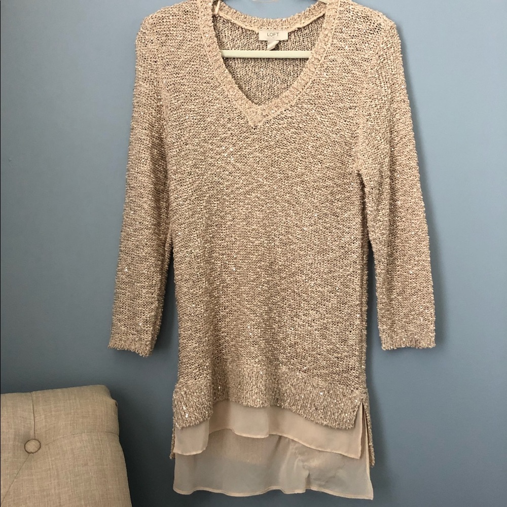 Medium Loft 3/4 Sleeve Sequin Sweater